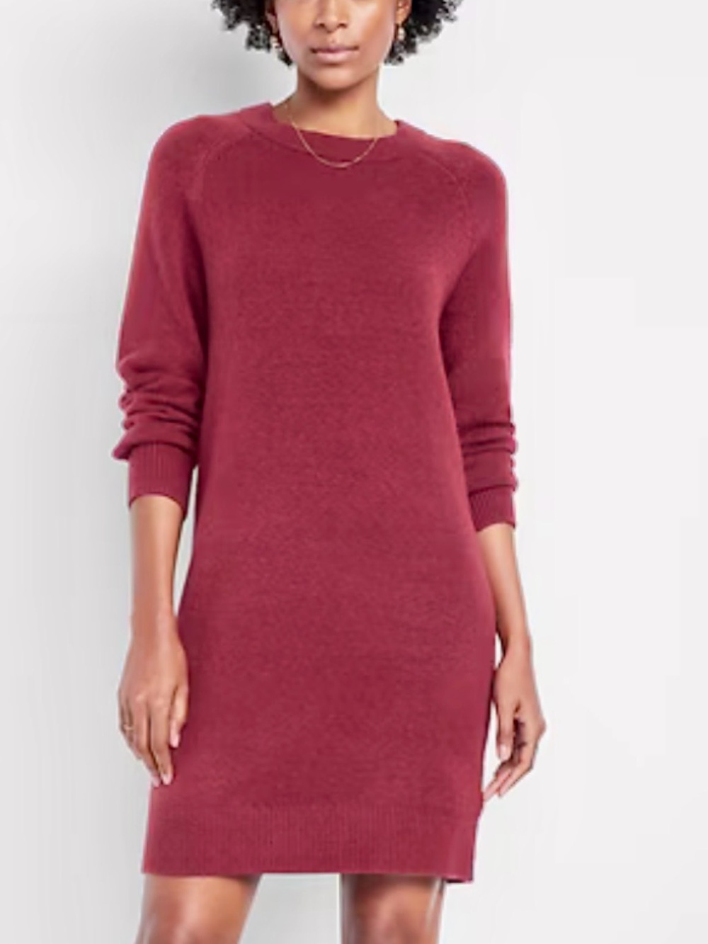 Old Navy Burgundy Crewneck Midi Sweater Dress